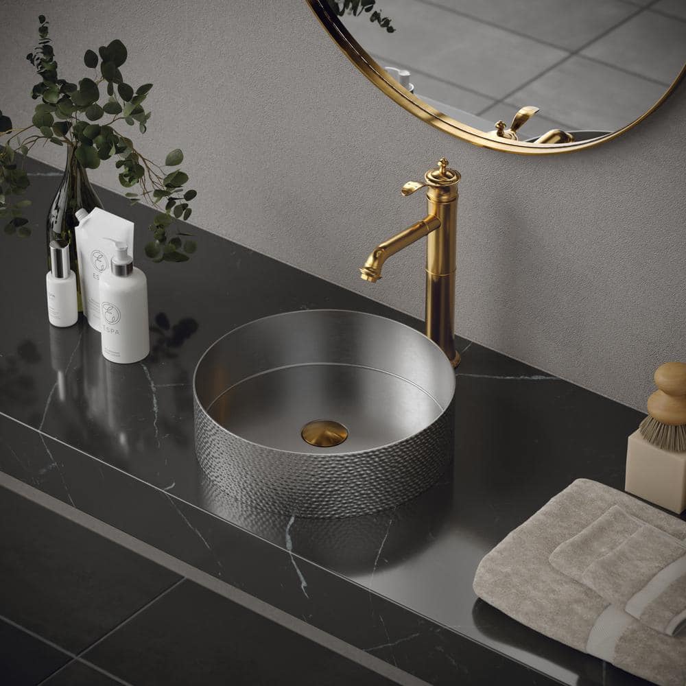 15-Inch Round Stainless Steel Vessel Bathroom Sink