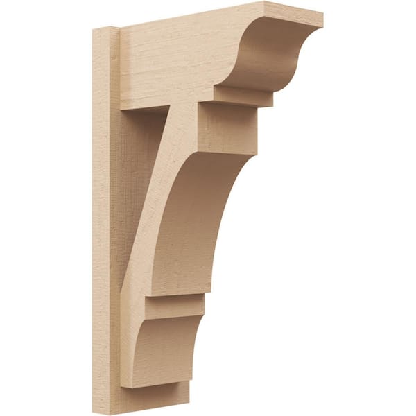 Ekena Millwork 8 in. x 28 in. x 16 in. Balboa Traditional Rough Cedar Woodgrain Timberthane Polyurethane Outlooker, Primed Tan