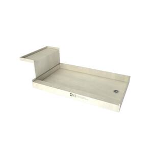 Base'N Bench 30 in. x 60 in. Single Threshold Shower Base and Bench Kit with Right Drain and Polished Chrome Drain Plate