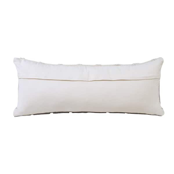 White 36x16 Laundered Linen Decorative Throw Pillow with Feather