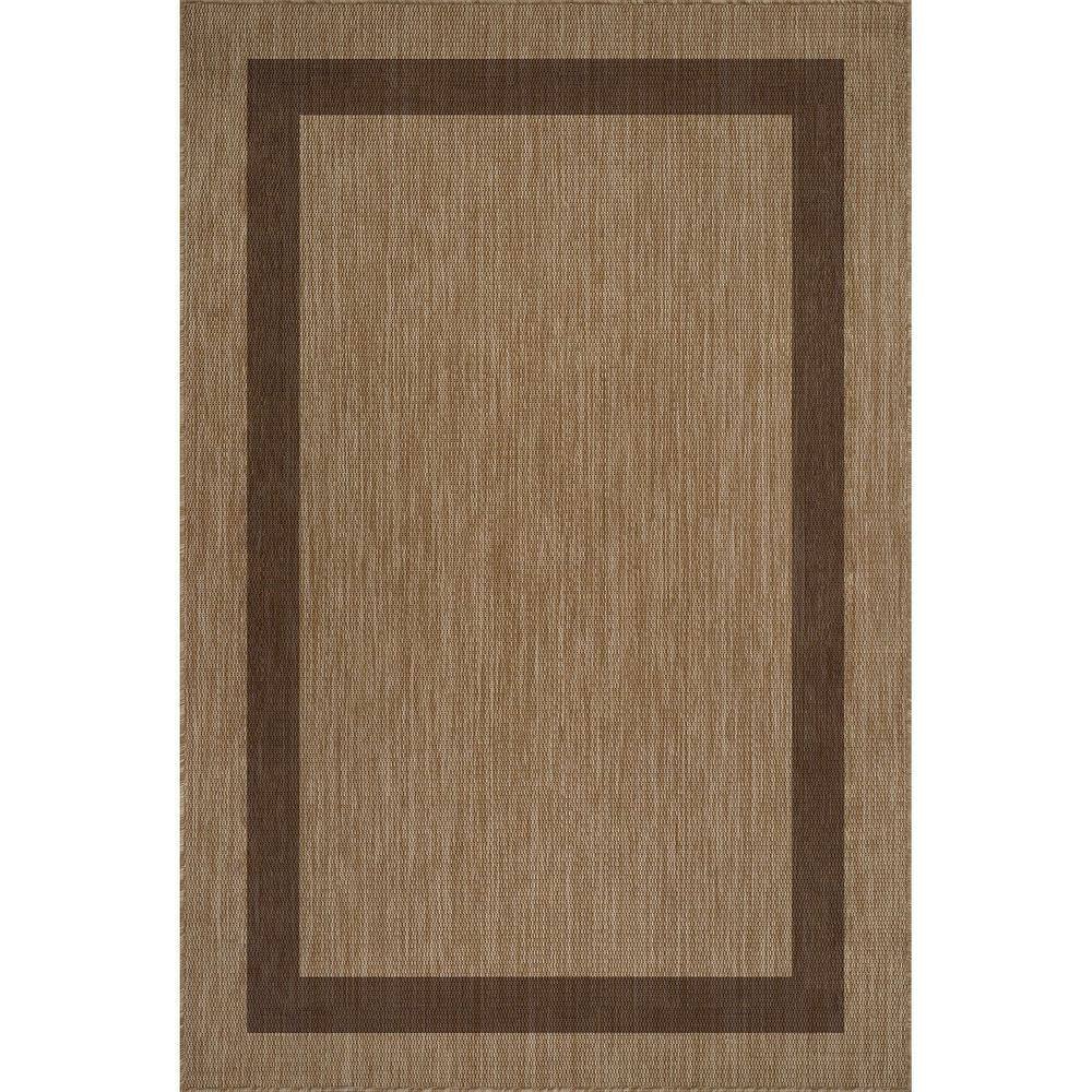 CAMILSON Sunshine Border Brown 10 ft. x 14 ft. Indoor Outdoor Area Rug ...