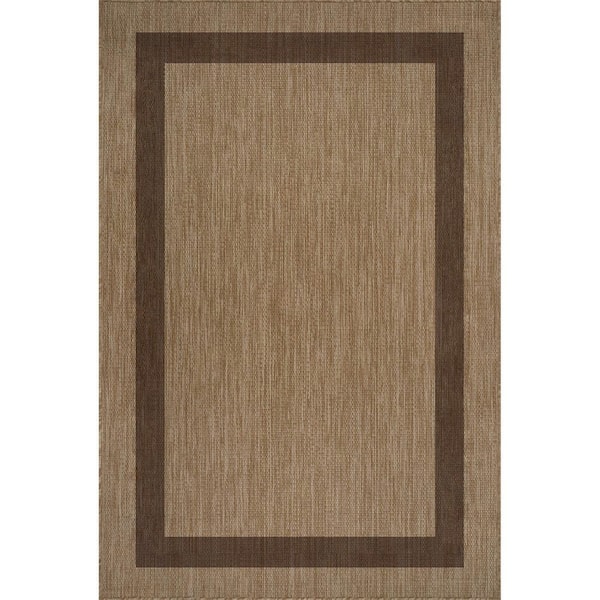 Sunshine Border Brown 8 ft. x 10 ft. Indoor Outdoor Area Rug