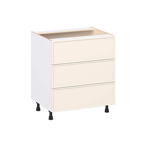 J COLLECTION Fairview 30 in. Wx24 in. D x 34.5 in. H Assembled Slim Shaker Drawer Base Kitchen Cabinet in Washed Linen with 3-Drawers