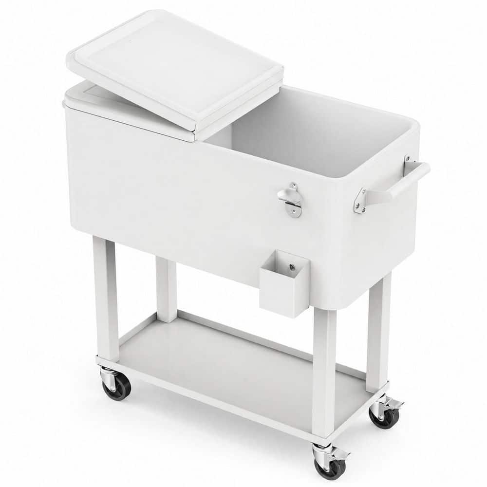 80 qt. Beverage Jug Chest Soft-Side Cooler in White with Rolling Wheels, Opener, Cap Catcher, Storage Tray price history on PriceWatchPro