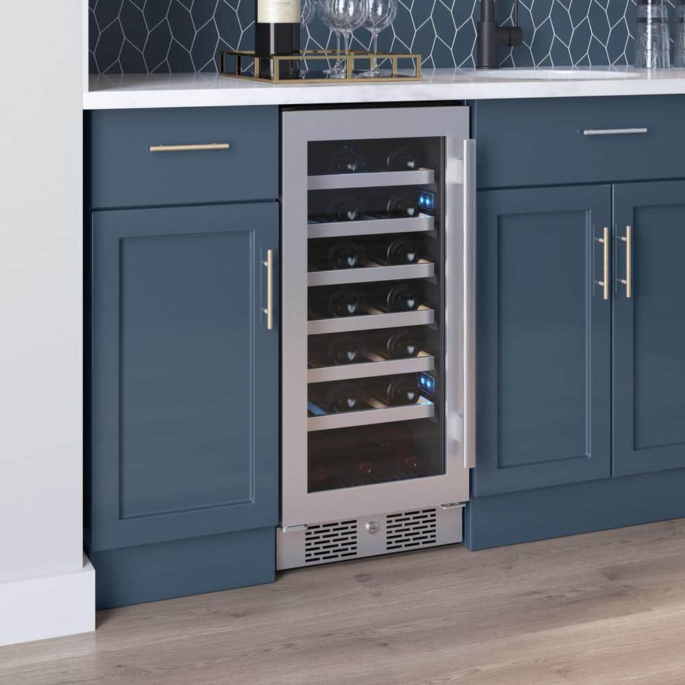 Avallon 15'' Stainless Steel Single Zone Wine Refrigerator with Interior Lighting