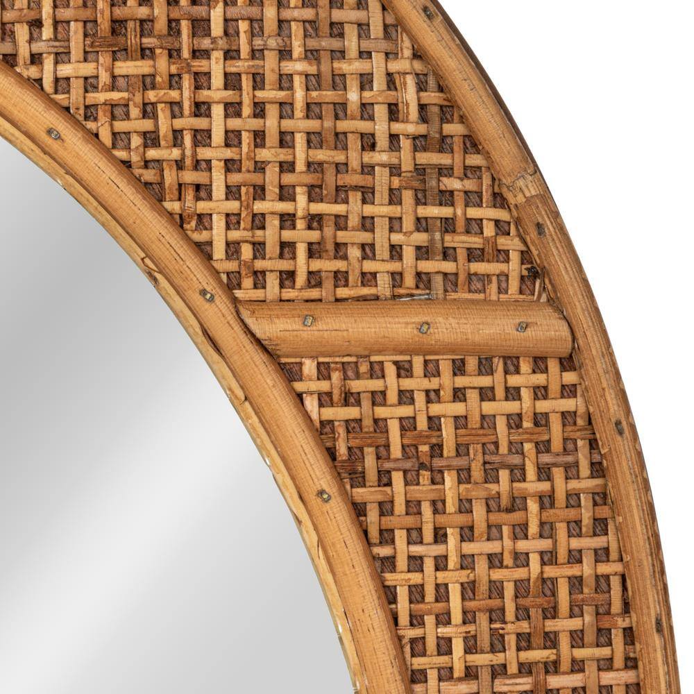 Natural Oval Bamboo and Rattan Wall Mirror