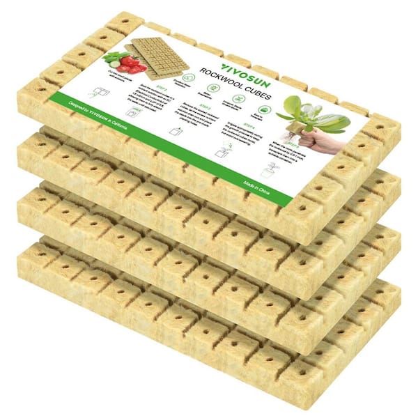 1 in. Rockwool Stonewool Starter Grow Cubes for Plant Propagation, Seed Starting, Hydroponic Grow Media (4 Pack)