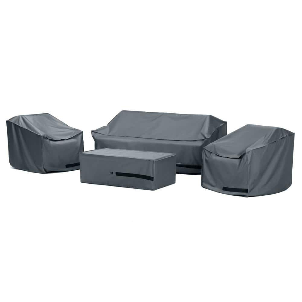 Vera Gray 4-Piece Polyester Outdoor Patio Seating Set Deluxe Furnitre Covers -  RST BRANDS, OP-SCSS4-VERA-K