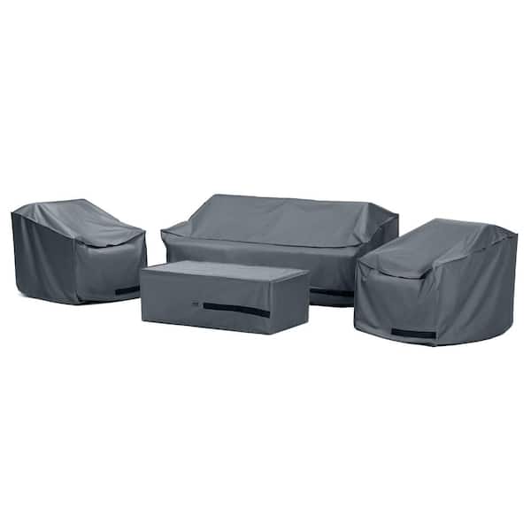 RST BRANDS Vera Gray 4-Piece Polyester Outdoor Patio Seating Set Deluxe Furnitre Covers