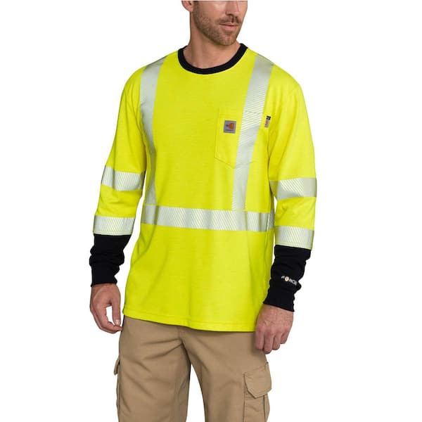 Carhartt Men's Regular Large Brite Lime FR High Vis Force Long Sleeve T-Shirt