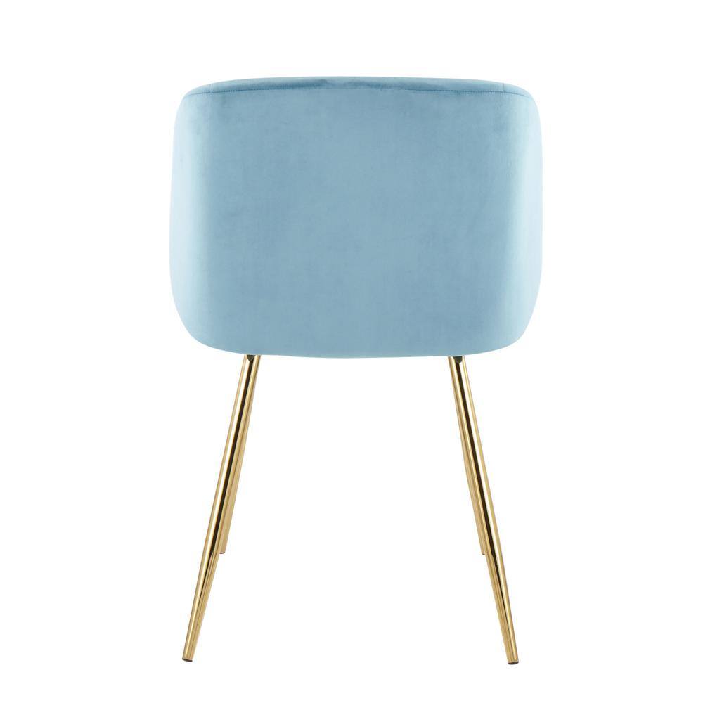Elevated Elegance Gold Steel & Light Blue Velvet Dining Chair Pair