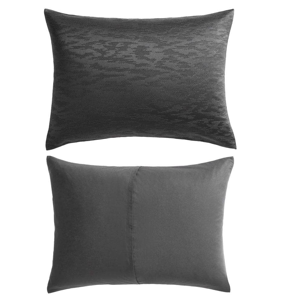 King Black Microfiber Reversible Comforter Set with Shams
