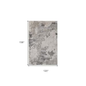 10 x 13 Gray and Ivory Abstract Area Rug