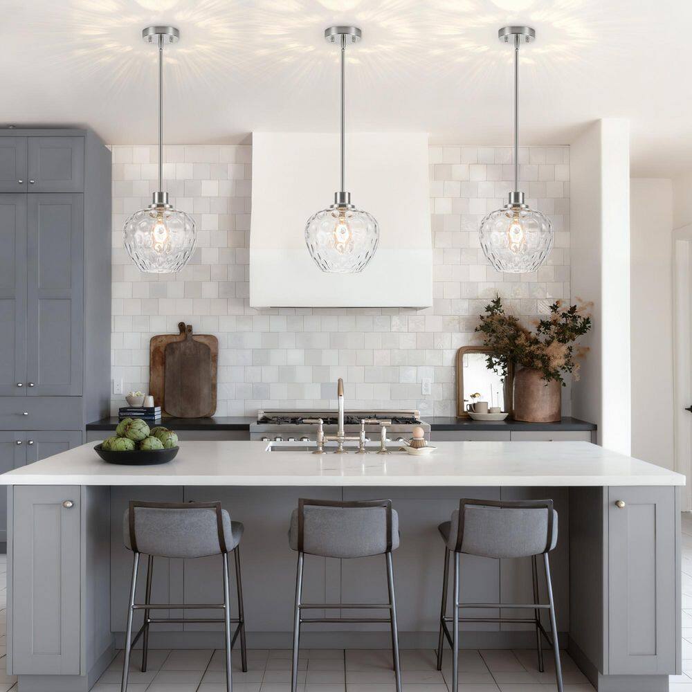 RayHome 1-Light Brushed Nickel Adjustable Height Pendant Light with Apple-shaped Hammered Glass for Kitchen Bedroom price history on PriceWatchPro