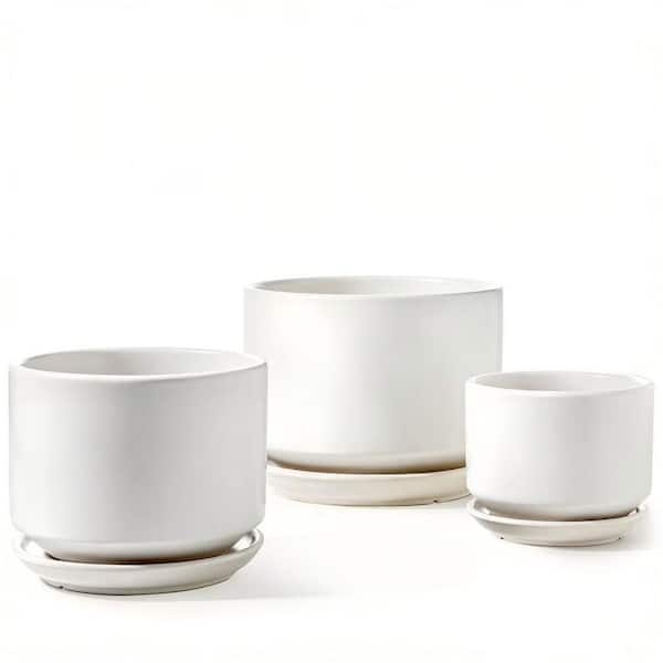 Hcman 3 Pack Ceramic Plant Pots Set, Planter with Drainage Holes for ...