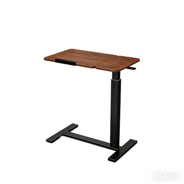 Morgan 27.57 in. W Rectangular Brown+Black MDF+Metal Desk with Flip Desktop, Hidden Wheels, Adjustable Tabletop Angle