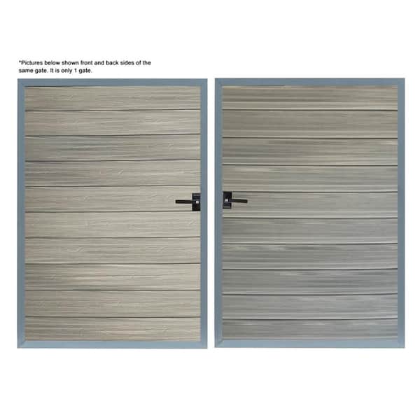 3-2/3 ft. x 5-1/6 ft. Wood Grain Castle Gray Assembly Required WPC Composite Fence Gate Keyed Lock (Post not Included)