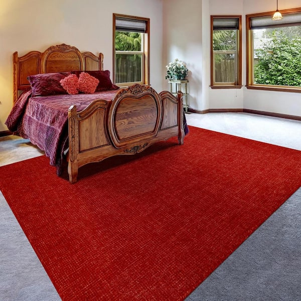Agra Collection Static Design 8 ft. x 10 ft. Indoor Handmade Wool Area Rug, 7 ft. 6 in. x 9 ft. 10 in., Dark Red