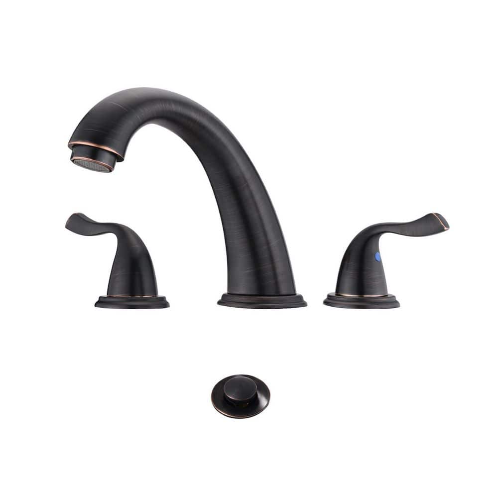 8 in. Widespread Double Handle Bathroom Faucet with Drain Assembly in Oil Rubbed Bronze price history on PriceWatchPro