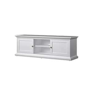 Sonoma White TV Stand Fits TV's up to 55 in. W with 2 Sliding Storage Doors