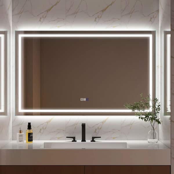60 in. W x 36 in. H Frameless Rectangular LED Light Bathroom Vanity Mirror