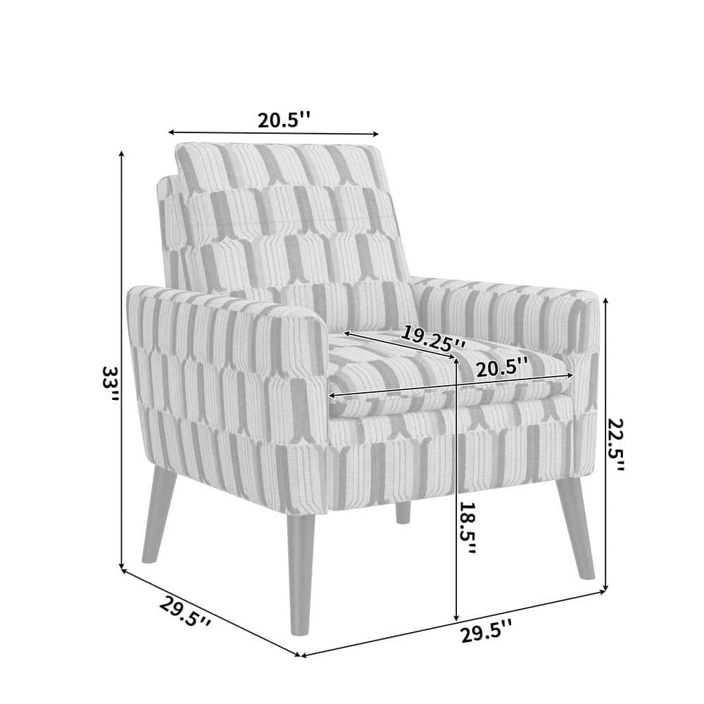 Mid-Century Modern Tan, Cream, and Red Stripe Barrel Accent Chair
