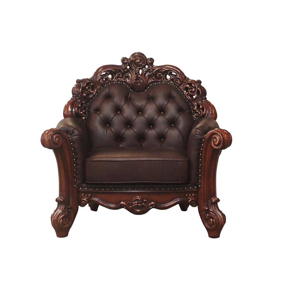 Vendome Cherry Faux Leather Handcrafted Chair with Pillow