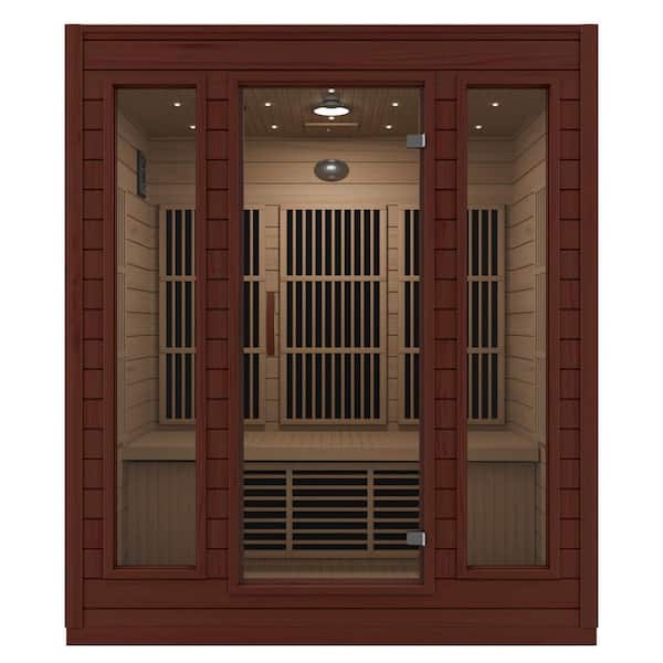 SaunaSpa 3-Person Indoor Hemlock Wood FAR Infrared Sauna with Low EMF Infrared Panel Heater, Touch Control Panel and Bluetooth