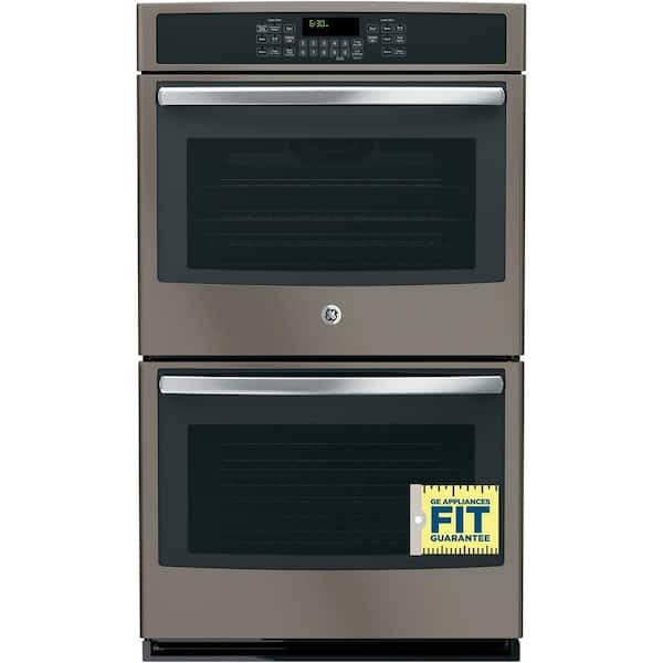GE 30 in. Double Electric Wall Oven with Convection (Upper Oven) Self-Cleaning in Slate, Fingerprint Resistant