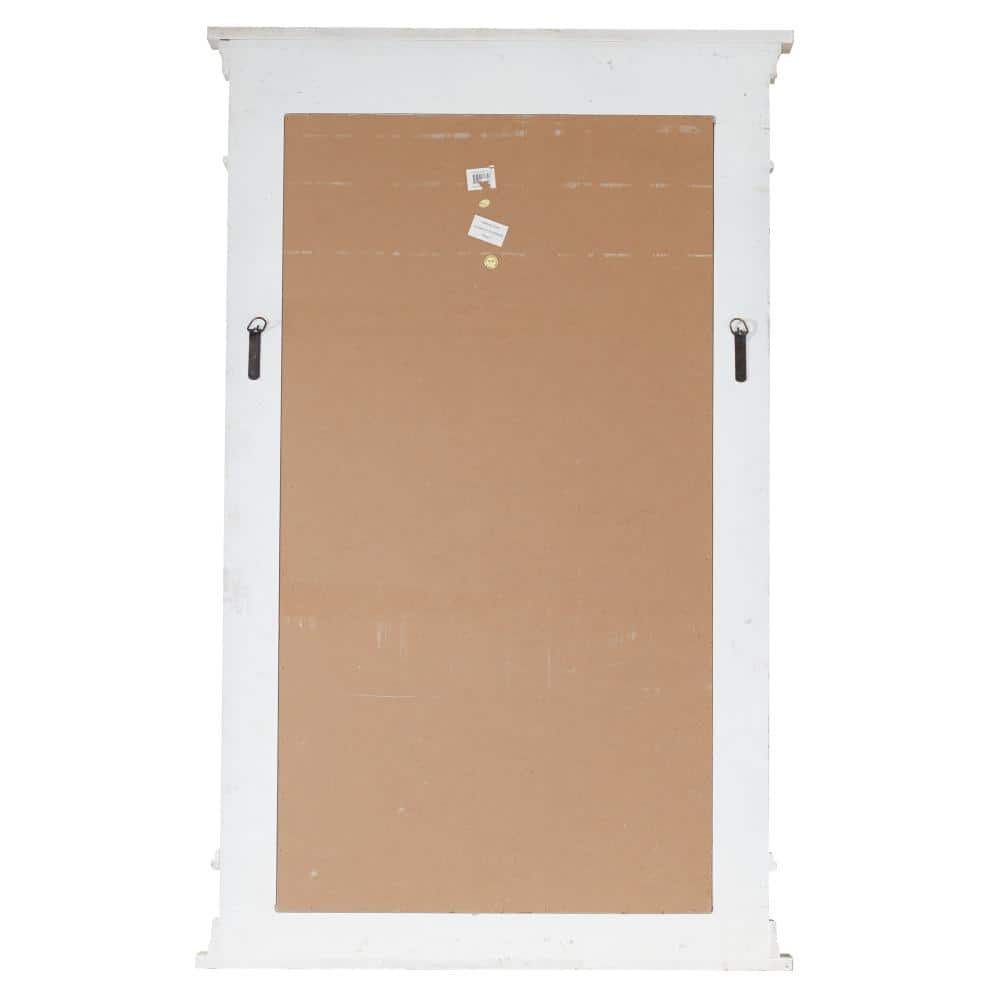 Cream Wood Windowpane Arched Wall Mirror with Distressed Finish
