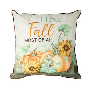 20 in. Fall Embroidered Pumpkin Pillow