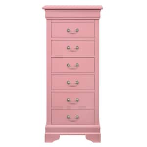 Louis Phillipe 7-Drawer Pink Chest of Drawers (51 in. H x 22 in. W x 16 in. D)