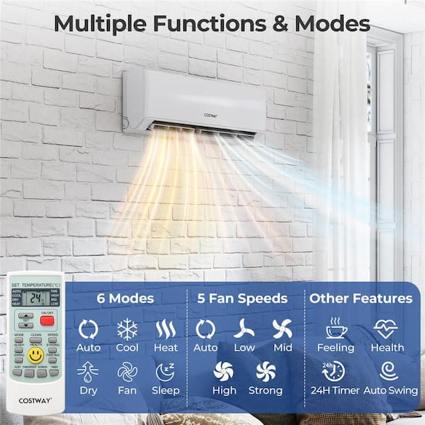30k BTU 3 Zone 7k Plus 7k Plus 12K BTU Mini Split Air Conditioner 23 SEER2 Wifi Enabled