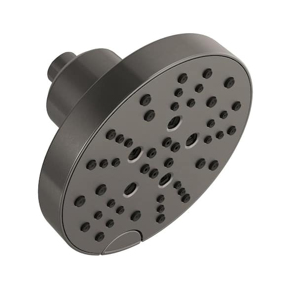 Delta Pivotal 5-Spray Patterns 1.75 GPM 6 in. Wall Mount Fixed Shower Head with H2Okinetic in Lumicoat Black Stainless