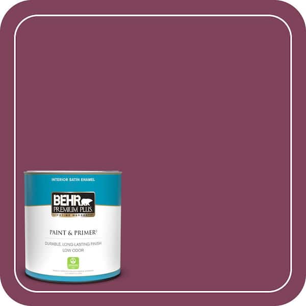 BEHR PREMIUM PLUS 1 qt. Home Decorators Collection #HDC-WR14-12 Cheerful Wine Satin Enamel Low Odor Interior Paint & Primer