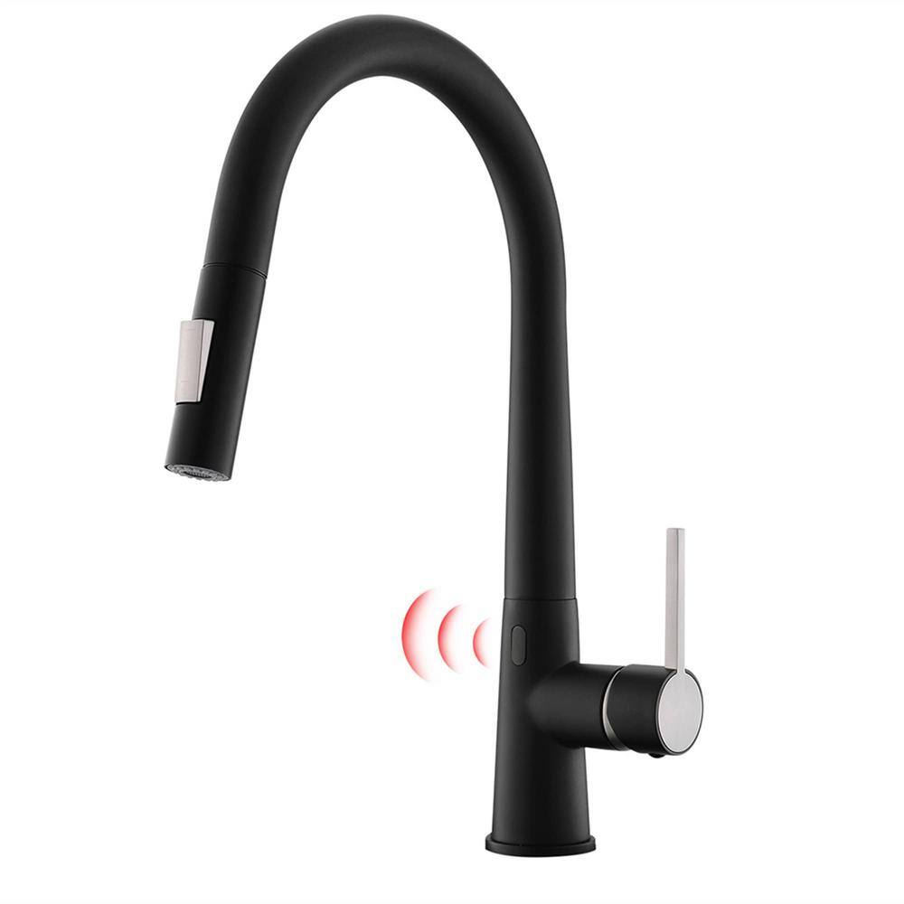 Touchless Single Handle Pull Down Sprayer Kitchen Faucet with Advanced Spray Brass Kitchen Sink Faucets in Matte Black price history on PriceWatchPro