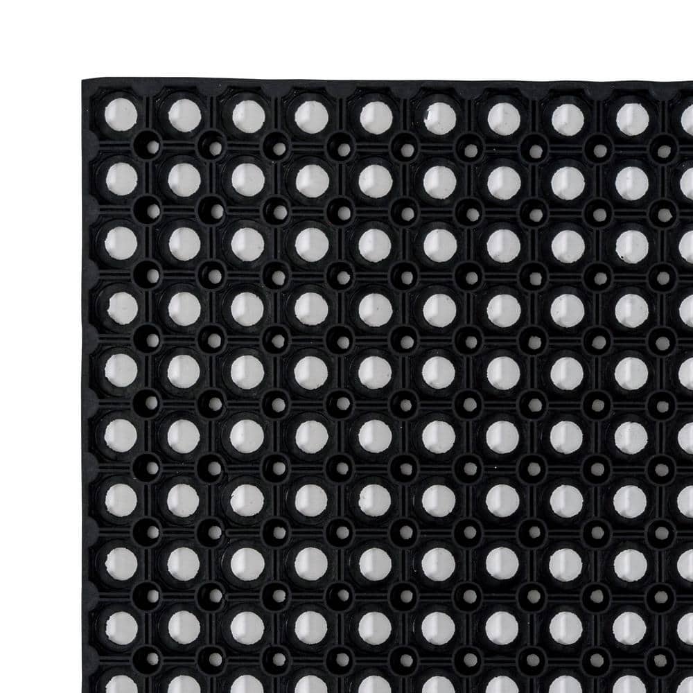 Heavy Duty Black Rubber Outdoor Fall Entrance Mat - 24" x 32"