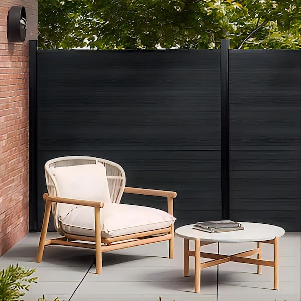 Complete Kit 8 ft. H x 6 ft. W Black Composite Privacy Fence Panel and Post Kit