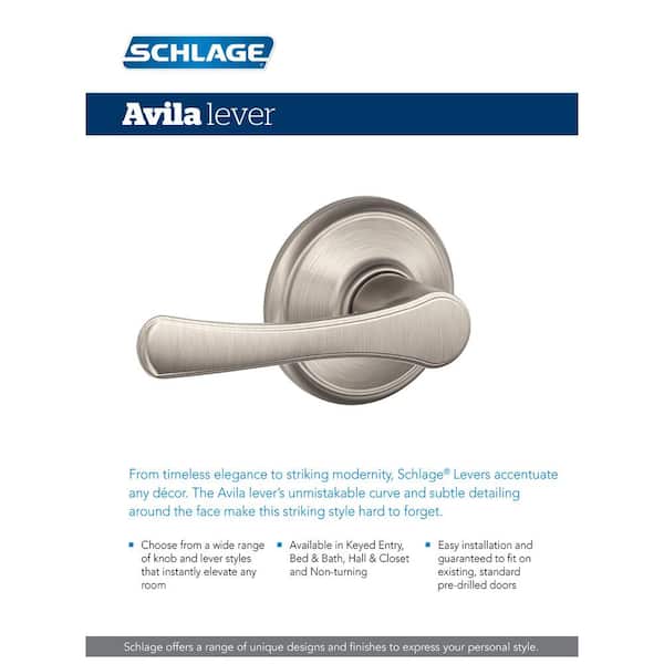 Avila Satin Nickel Privacy Bed/Bath Door Lever