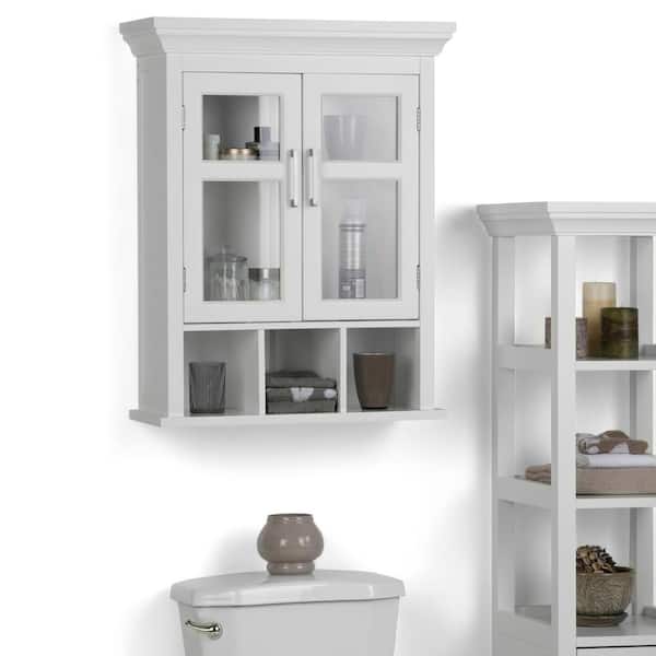Cubilan 23.6 in. W x 7.9 in. D x 27.6 in. H Wall Mounted Bath Storage  Cabinet with Shelves and Towels Bar in White HD-V2C - The Home Depot