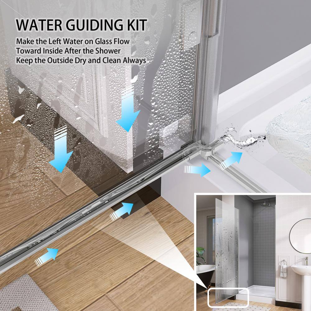 Chrome Frameless Pivot Shower Door with Clear Glass