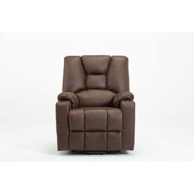 Brown Microfiber Power Motion Heating Message Recliner with USB Charge Port