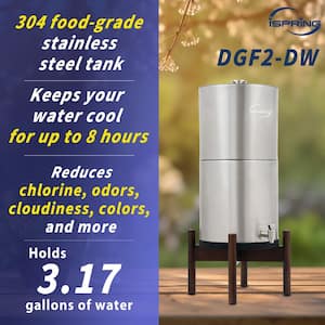 Gravity-Fed Countertop Water Filter System, Dark Wood Base, 3.17 Gal. Chlorine Reduction, Portable