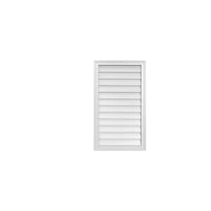 22 in. x 38 in. Vertical Surface Mount PVC Gable Vent: Decorative with Brickmould Frame