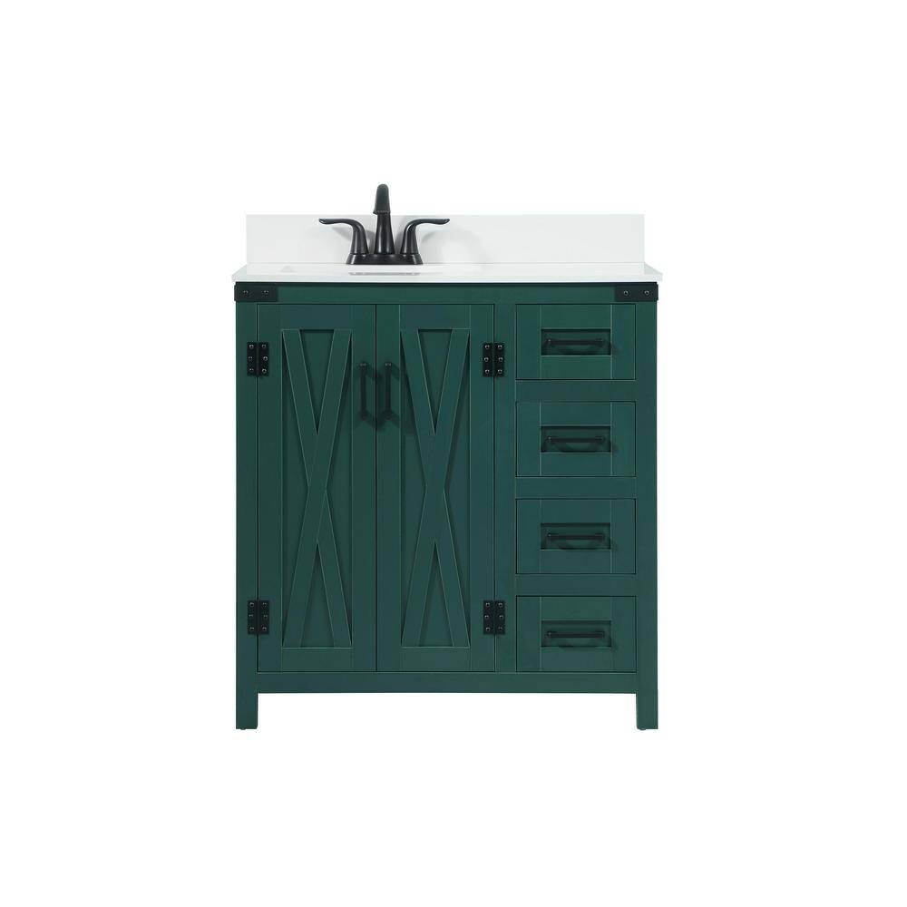 Simply Living 32 in. W x 19 in. D x 34 in. H Bath Vanity in Green with Ivor