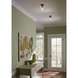 Adley Collection 1-Light Matte Black Clear Glass New Traditional Flush Mount Light