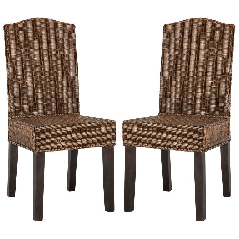 Odette High Back Brown Rattan Dining Chair Set