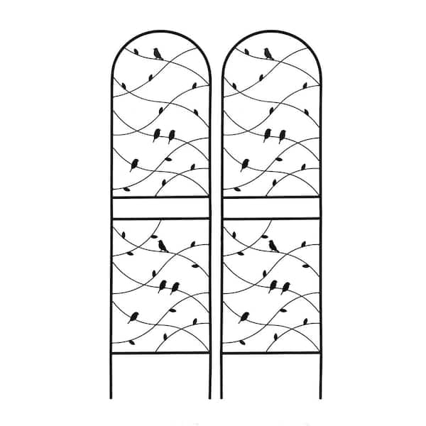 Unbranded 2-Pack 71 in. Metal Garden Trellis, Garden Bird Decor Arch Trellis, Garden Party Decoration Arch Trellis, Black