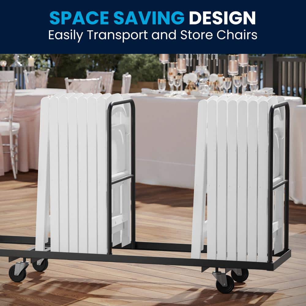 Elegant White Resin Lightweight Folding Chair with Cushioned Seat