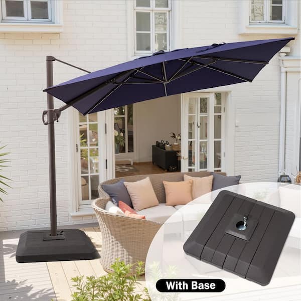 Crestlive Products 11 ft. x 9 ft. Tiltable Patio Cantilever Umbrella in  Navy Blue 360  Rotation Outdoor Offset Umbrella w/ Weighted Base ...